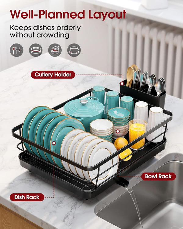 Stainless Steel Dish Rack with Drainboard for Kitchen Counter and Sink