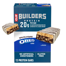 CLIF BUILDERS White Fudge OREO-Flavored Plant Based Protein Bars, 12 Pack, 2.4 oz each