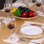 Handmade Boho Natural Cotton Burlap Placemats Set of 6 for Dining Table Kitchen