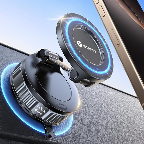 VICSEED 2026 Upgraded Car Phone Holder for Magsafe Car Mount [85 LBS Strongest Suction] Vacuum Magnetic Phone Holders for Your Car 360° Adjustable Car Phone Mount for iPhone 17 Pro Max 16 15 14 13 12