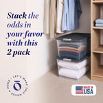 HOMZ 2-Pack Secure Latch Storage Bins with Clear Plastic Containers