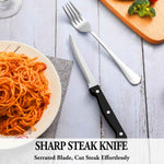 MUTNITT Stainless Steel Silverware Set for 4 with Steak Knives, Dishwasher Safe, Mirror Polished Cutlery Utensil Set