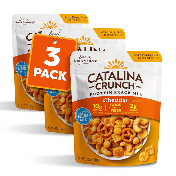 Catalina Crunch Protein Snack Mix with Cheese Crisps, 10g Protein, 2g Sugar, Gluten Free, Cheddar, 5.25 Ounce Bag