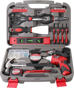 Apollo Tools Original 39 Piece General Household Tool Set in Toolbox Storage Case with Essential Hand Tools for Everyday Home Repairs, DIY and Crafts - Pink Ribbon - Pink - DT9706P