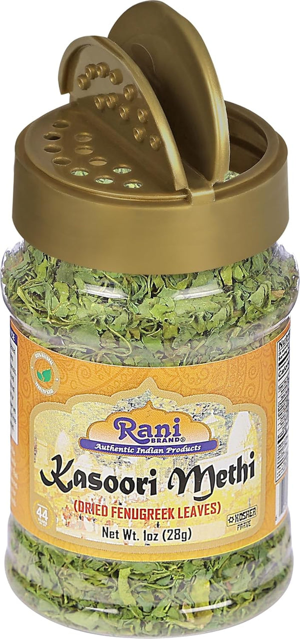 Rani 100% Natural Kasoori Methi Dried Fenugreek Leaves 1oz (28g) PET Jar Vegan Gluten Friendly