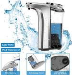 Automatic Soap Dispenser, Touchless Dish Soap Dispenser 17oz/500ml with Infrared Sensor, 5 Adjustable Soap Levels, Liquid Dispenser for Bathroom Kitchen (Silver)