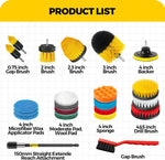 Holikme 22-piece drill cleaning attachment set, car polishing pad kit, wax applicator pad, and cleaning supplies