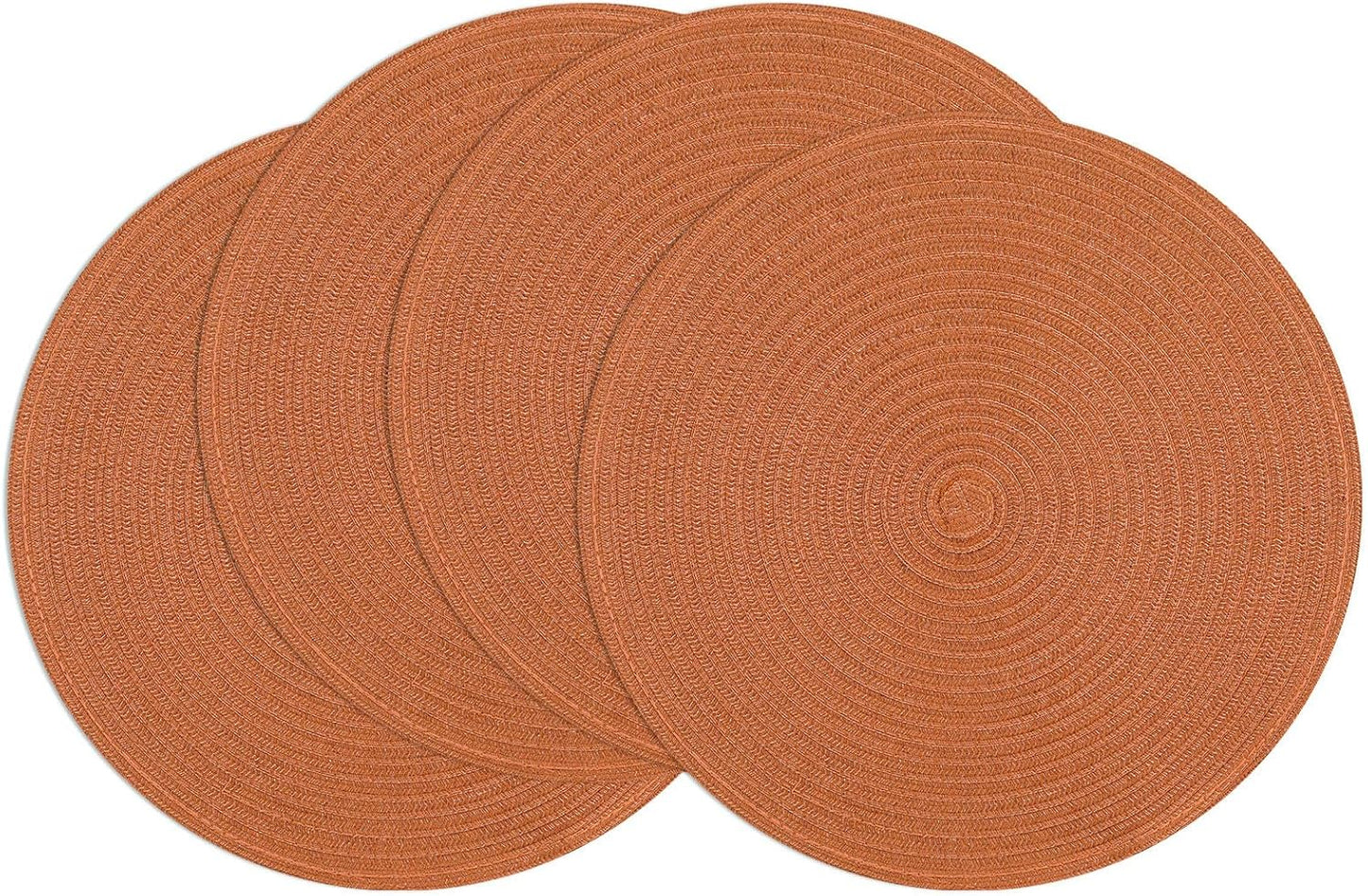SHACOS 15 inch Round Braided Placemats Set of 6 Non Slip Heat Resistant Cotton Polyester Table Mats Washable Place Mats for Kitchen Dining Party Table Decor (Beige, 6)