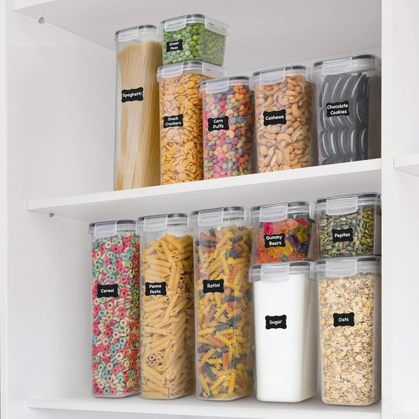48-piece kitchen storage container set with lids and accessories
