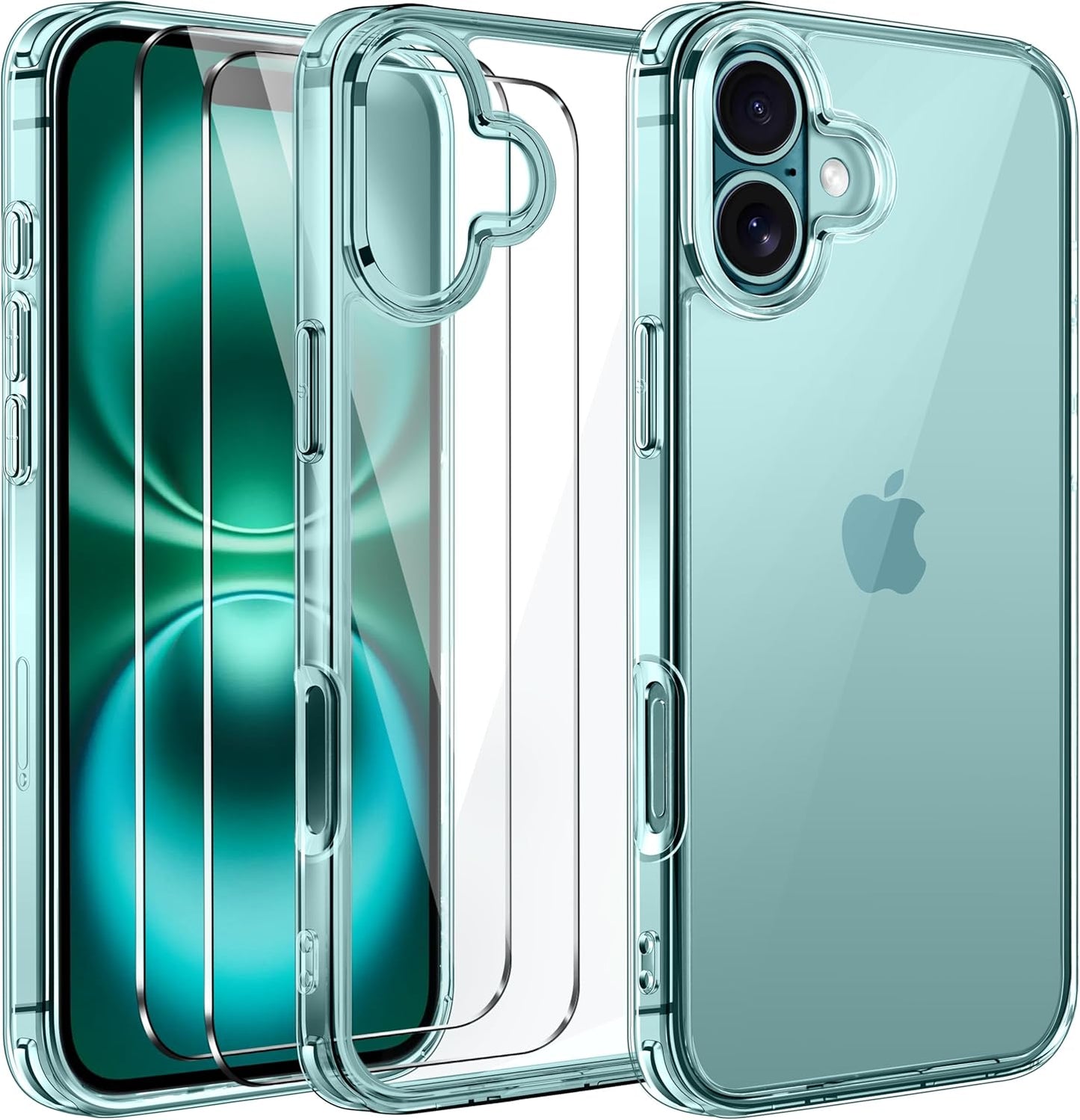ivoler 3-in-1 Clear Case Designed for iPhone 17 Pro Max 6.9'' 2025 with 2 Pack Tempered Glass Screen Protector Full Camera Protection, Military Shockproof Hard Back Slim for 17 Pro Max Cover - Clear