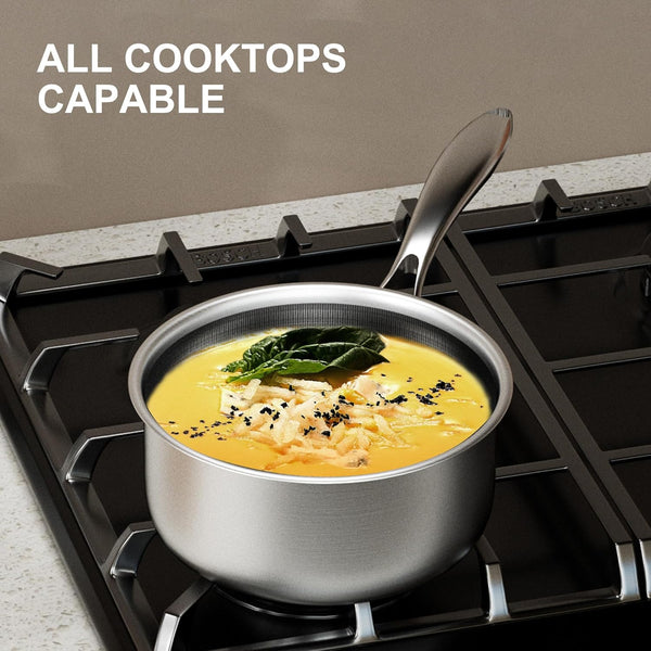 3 quart stainless steel saucepan with lid for all stovetops