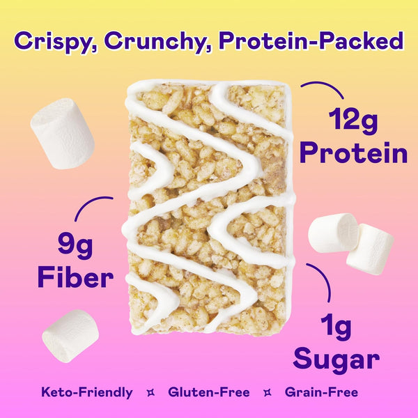 Gluten-free protein bars, 8-count, marshmallow flavor, high protein, low carb, keto friendly