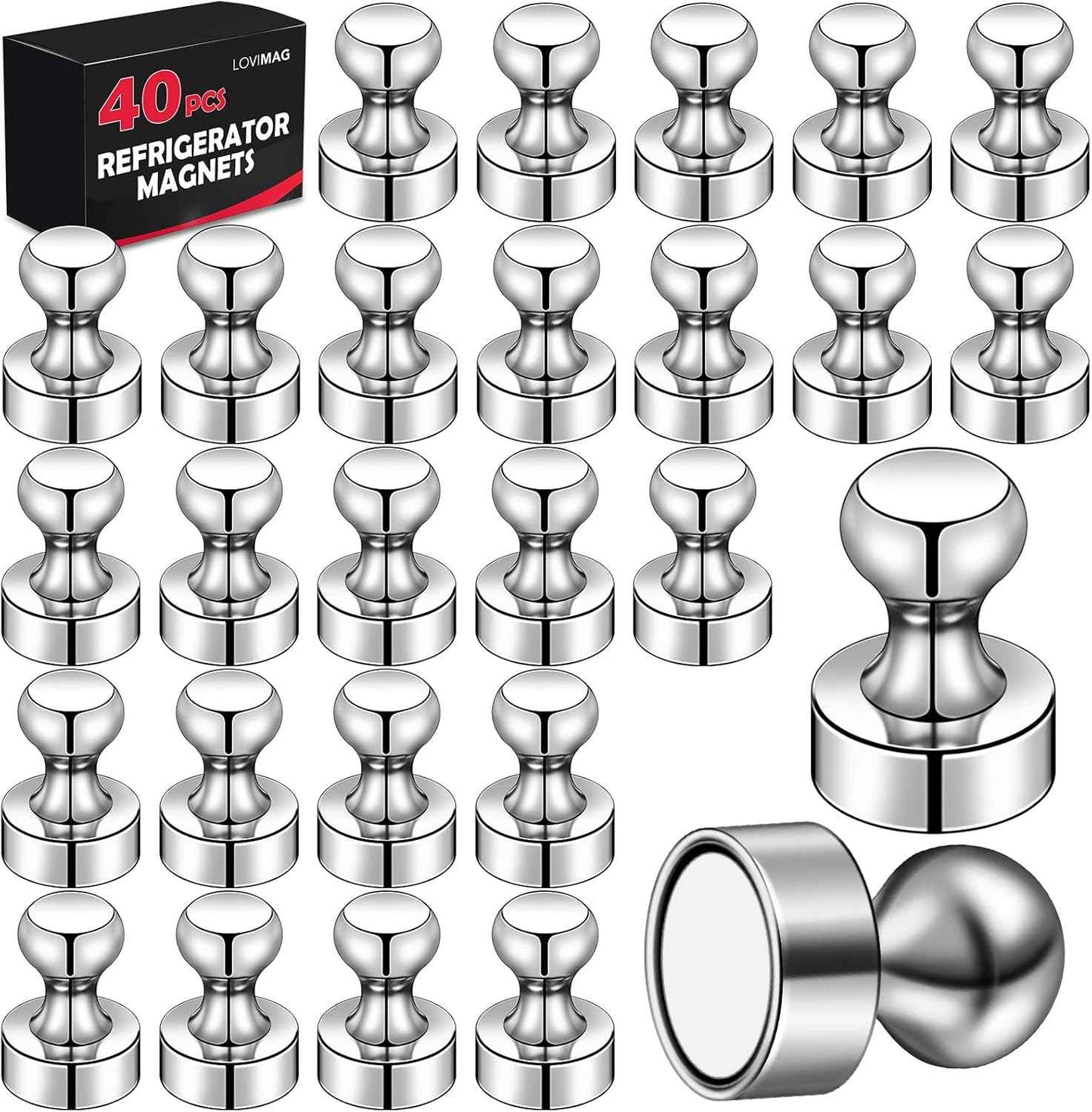 LOVIMAG 12Pcs Black Fridge Magnets, Small and Strong Magnets for Whiteboard, Office, Classroom, Map, Kitchen