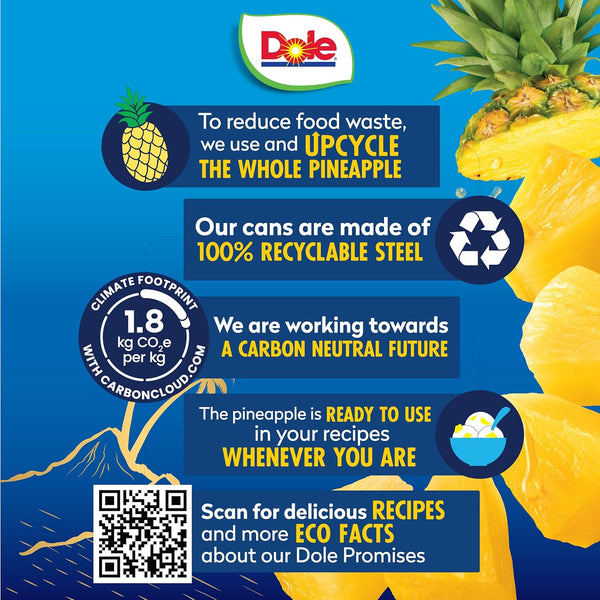 Dole Tropical Gold Pineapple Chunks in 100% Pineapple Juice, 15.25 Oz, 12 Count, Gluten Free, No Sugar Added