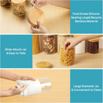 7-pack glass food storage jars with bamboo lids for kitchen organization
