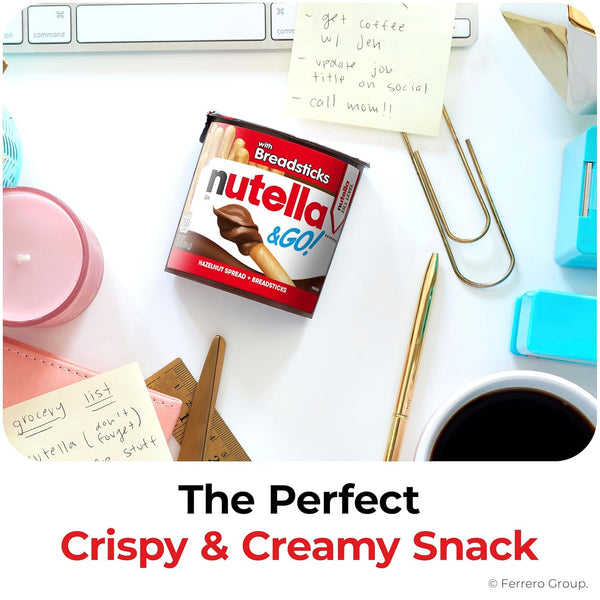 Nutella & GO! Chocolate Hazelnut Spread with Breadsticks, 10 Snack Packs, 1.8 oz Each