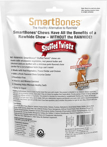 SmartBones Stuffed Twistz with Peanut Butter, Rawhide-Free Dog Chews - Pork Flavor, 6 Twistz, Easy to Digest
