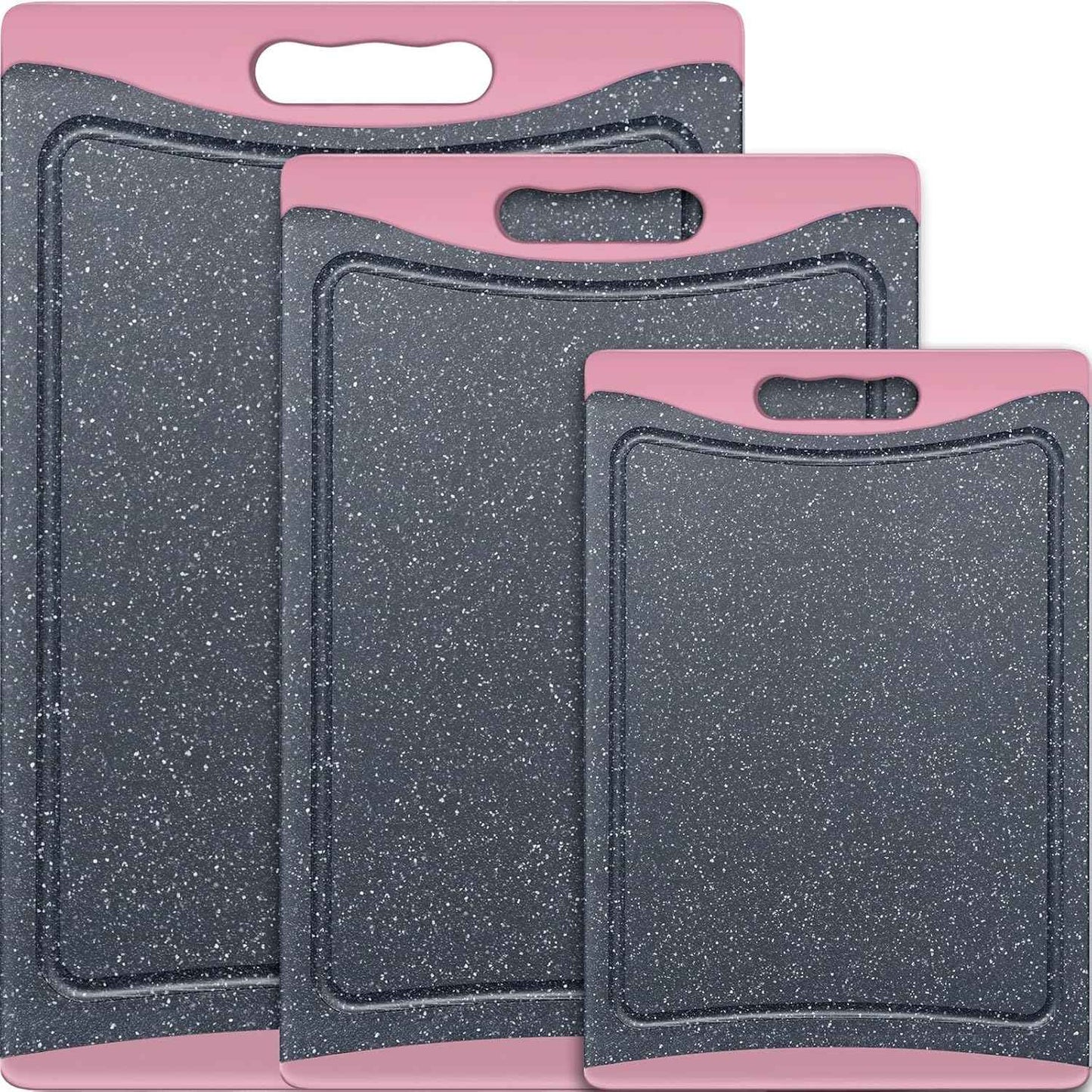 Extra Large Cutting Boards, Plastic Cutting Boards for Kitchen (Set of 3) Cutting Board Set Dishwasher Chopping Board with Juice Grooves Easy-Grip Handles, Dark Grey, Empune