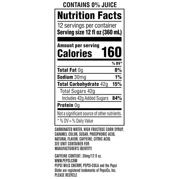 Pepsi Cola Soda, Wild Cherry, 12 Fl Oz Cans (Pack of 12)