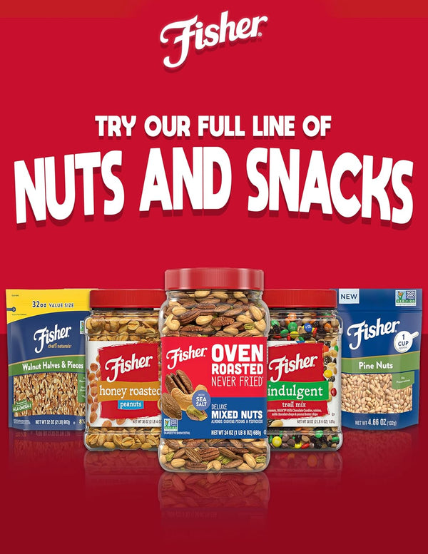 Fisher Oven Roasted Mixed Nuts, 24 Oz, Almonds, Cashews, Pecans, Pistachios, Healthy Snack