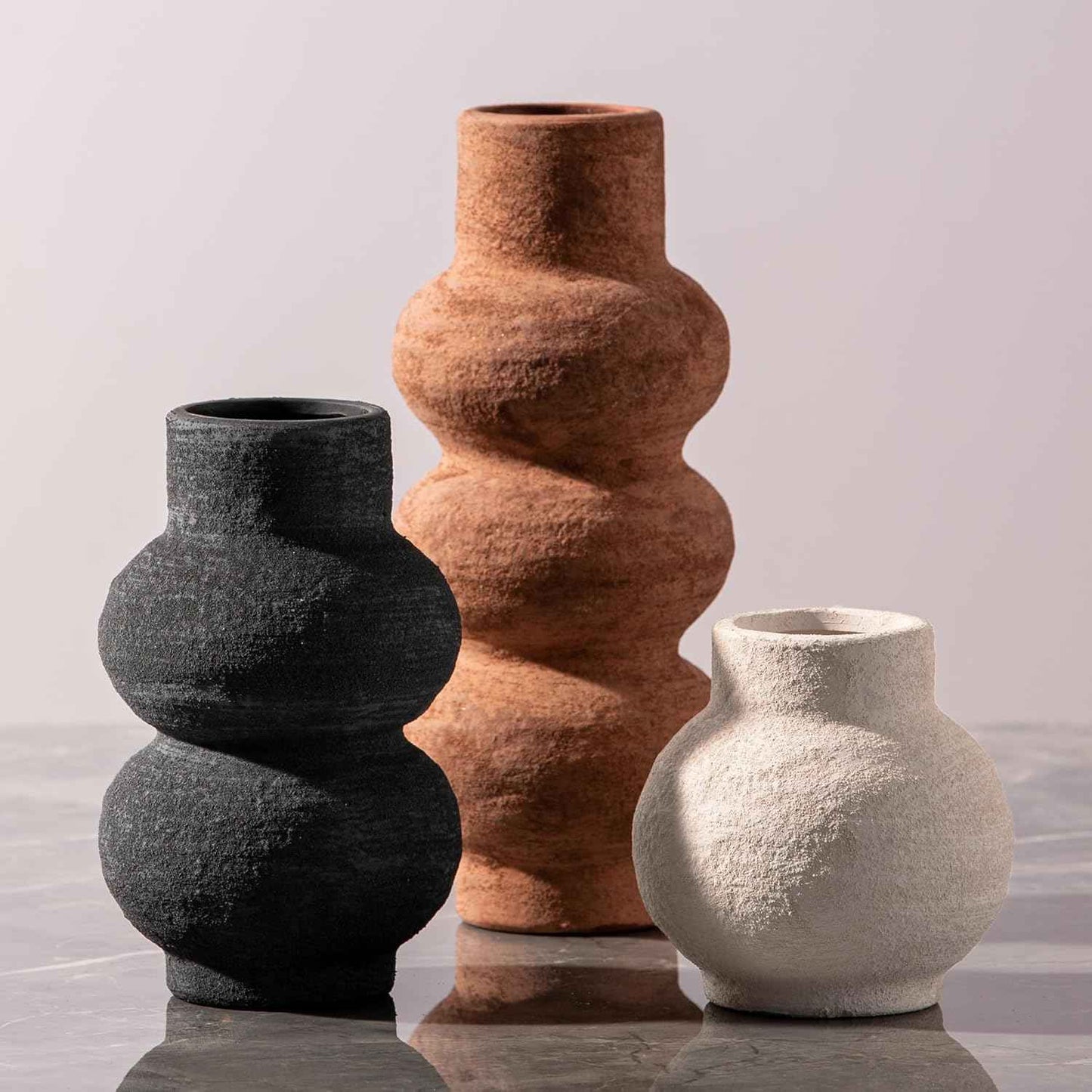 Ceramic Vase Home Table Decor - White Flower Vase Set of 3 Living Room Kitchen Decorations Farmhouse Modern Rustic Vases Decorative Centerpiece for Shelf Bedroom Office Bathroom Dining Coffee Desk