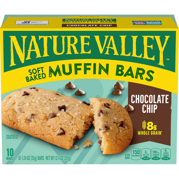 Nature Valley Soft Baked Muffin Bars, Chocolate Chip, 10 Bars, 12.4 oz