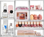 Vtopmart Stackable Storage Drawers Set of 5, Clear Plastic Organizer Bins for Baby Bottle, Beauty Supplies Storage, Ideal for Kichen Countertop, Vanity, Bathroom, Cabinet, Pantry Organization