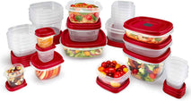 Rubbermaid 60-Piece Food Storage Containers, Microwave and Dishwasher Safe, Red Color, Ideal for Meal Prep and Pantry Storage