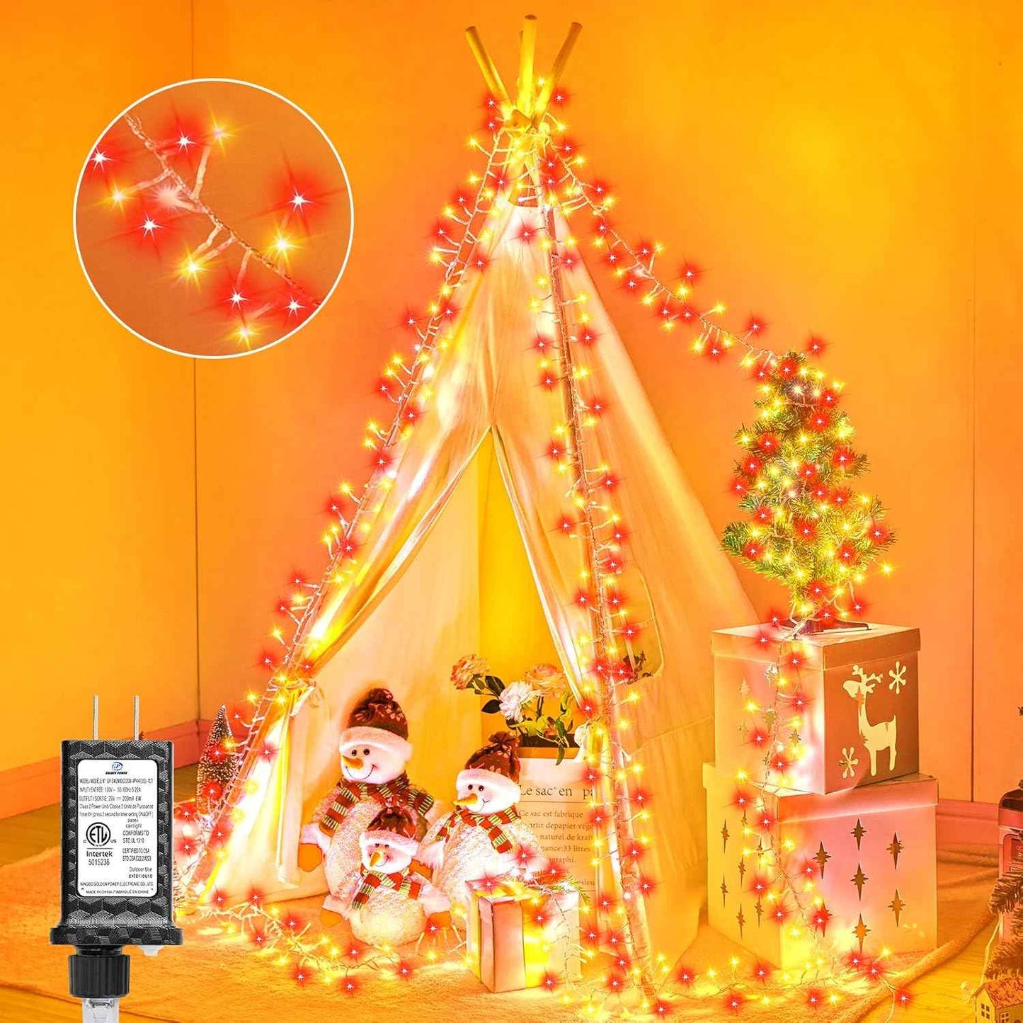 66FT 200 LED Christmas Tree Lights, Twinkle Fairy Lights String with 8 Flashing Modes String Lights for Indoor Bedroom Outdoor Christmas Trees Garland Wreath Holiday Decorations, Warm White