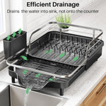 Expandable Stainless Steel Dish Drying Rack for Kitchen Counter