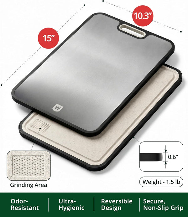 Titanium Cutting Board for Kitchen, Double Sided, 15" x 10.3"
