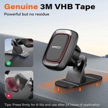 [2 Pack] Magnetic Phone Holder for Car, APPS2Car Dashboard Magnetic Car Phone Holder Mount with Strong VHB Adhesive Mounting, Requires Metal Plate for Use, Compatible with Most Phones(Not for Magsafe)