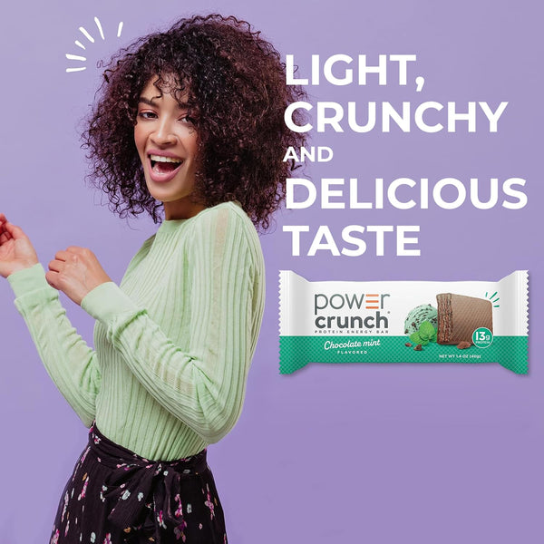 Power Crunch Protein Energy Wafer Bars, Chocolate Mint, 1.4 Ounce, 12 Count