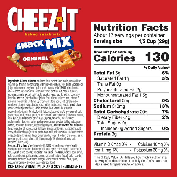 Cheez-It Snack Mix, Family Size, Original, 17.8oz Box