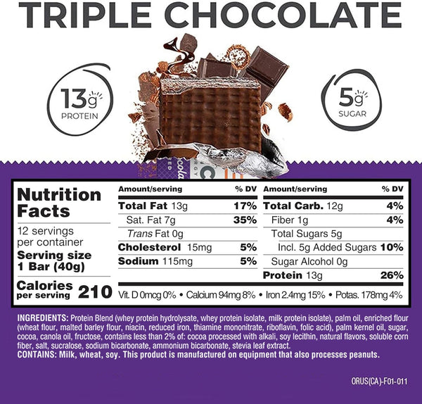 Power Crunch Triple Chocolate Protein Energy Wafer Bars, 12 Count, 1.4 Ounce Each