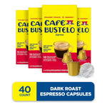 Café Bustelo dark roast espresso capsules, 40 count, Nespresso Original Line compatible, intensive flavor