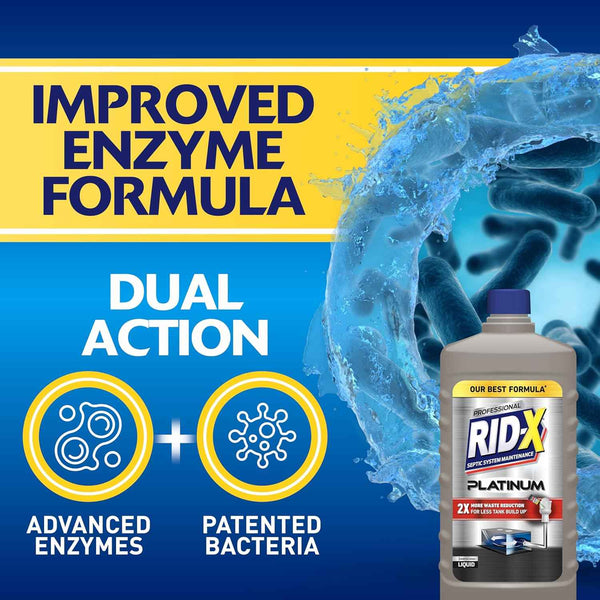RID-X Septic Tank Treatment Platinum Liquid 6 Month Supply with x2 More Waste Reduction