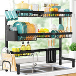 Sakugi Over The Sink Dish Drying Rack with Adjustable 2 Tier Capacity