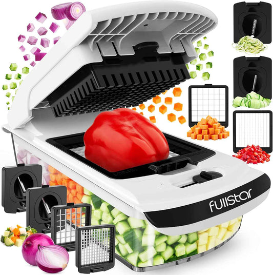 Fullstar The Original Pro Chopper - Vegetable Chopper and Spiralizer, Food Chopper with Container, Fruit Slicer, Kitchen Gadgets & Accessories, Home Essentials (4 in 1, White)