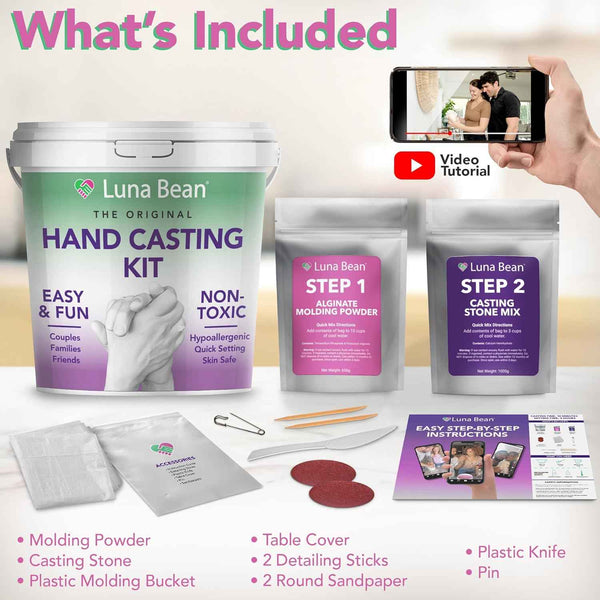 Luna Bean Hand Casting Kit – The Original Hand Mold Kit for Couples – Valentines Day Gifts for Her and Him - Anniversary Engagement Gifts for Women Men Mom Wife Boyfriend Girlfriend Wedding Bridal