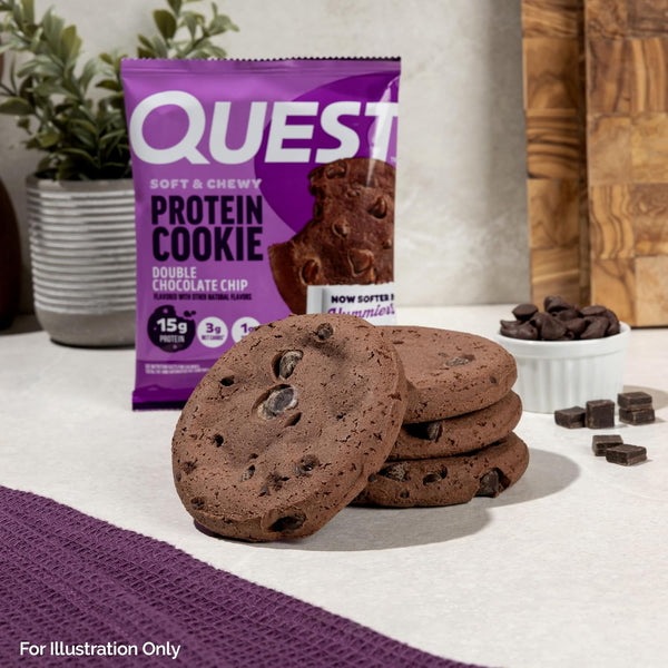 Quest Soft & Chewy Double Chocolate Chip Protein Cookies, 15g Protein, Low Sugar, 12 Count
