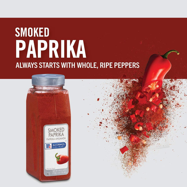 McCormick 17 oz Smoked Paprika for Spanish Cuisine, Chicken, Fish, Pork, and More