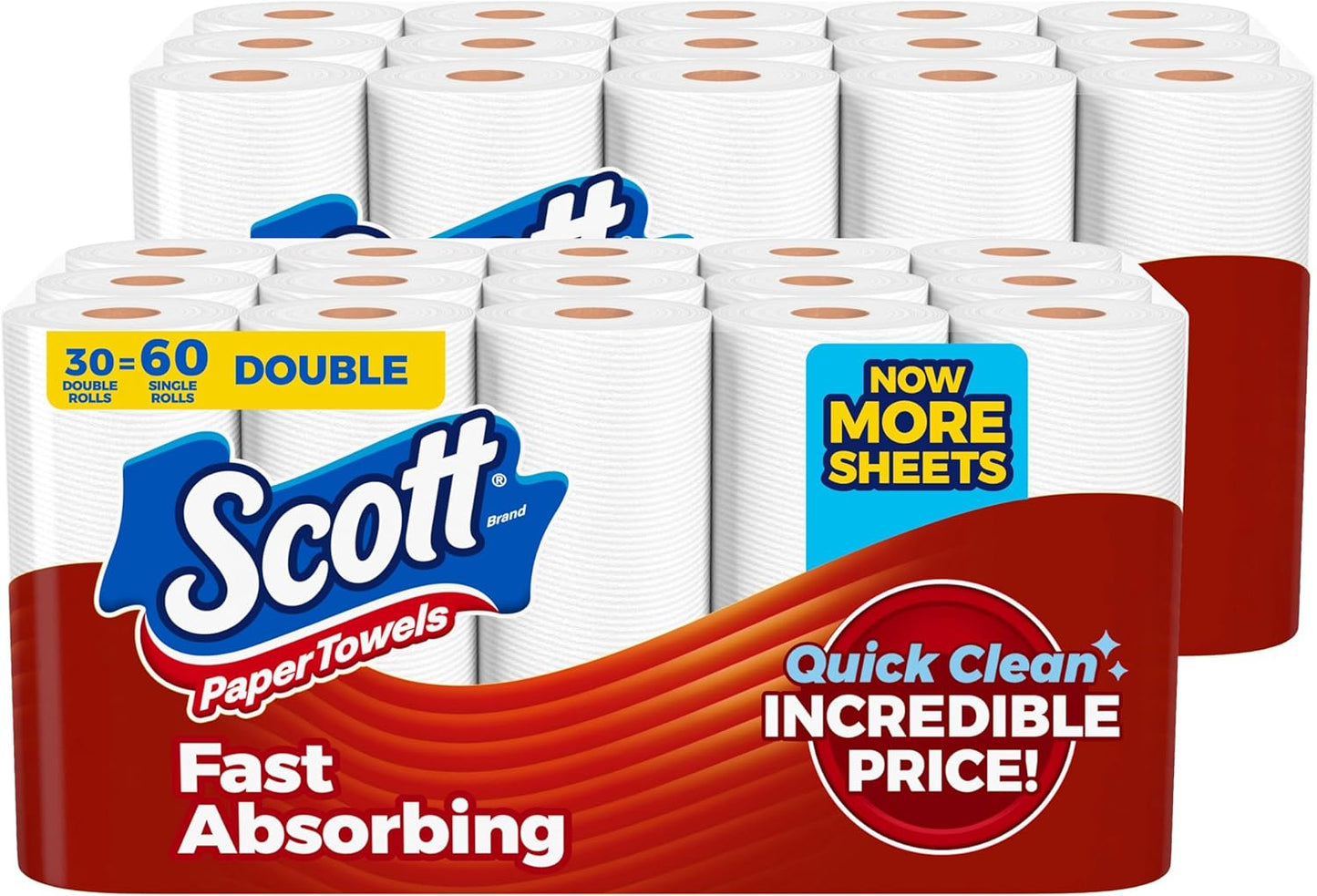 Scott Paper Towels, Choose-A-Sheet, 6 Double Rolls = 12 Regular Rolls (108 Sheets Per Roll)
