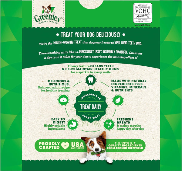 greenies veterinarian-recommended adult natural dental dog treats, original flavor, 36 oz. pack, 36 count, regular size