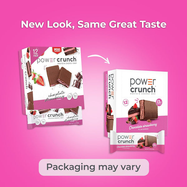 Power Crunch Protein Energy Wafer Bars, Chocolate Strawberry, 1.4 Ounce, 12 Count