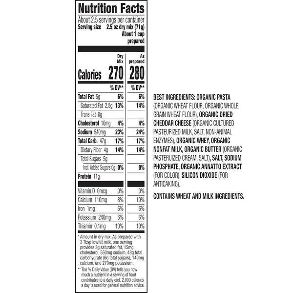 Annie's Organic Grass-Fed Macaroni and Classic Cheddar, 6 oz