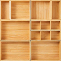 Bamboo Wood Drawer Organizer Set for Kitchen Bathroom Office