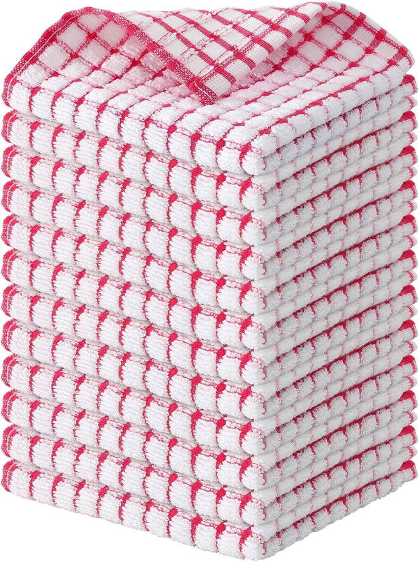 Kitinjoy Cotton 8 Pack Terry Kitchen Dish Cloths, 12 x 12 Inches Super Soft and Absorbent Dish Rags, Quick Drying Dish Towels for Washing Dishes, Mixed Color