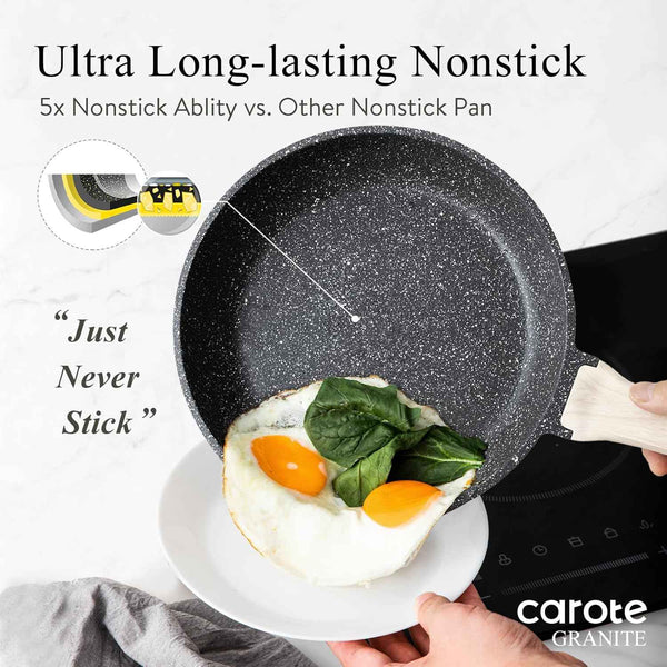 CAROTE 8-Inch Classic Granite Nonstick Frying Pan Skillet, PFOA Free, Induction Compatible