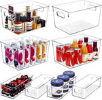 Set of 8 Clear Plastic Storage Bins for Pantry Organization and Kitchen Storage